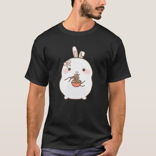 Ramen Kawaii Bunny Rabbit Eating Ramen Cute Graphi T-shirt (Voorkant)