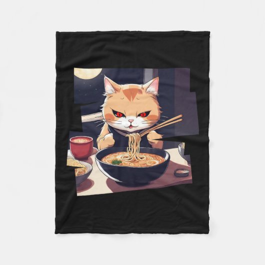 Ramen Kawaii Cat Anime 1 Fleece Deken (Voorkant)