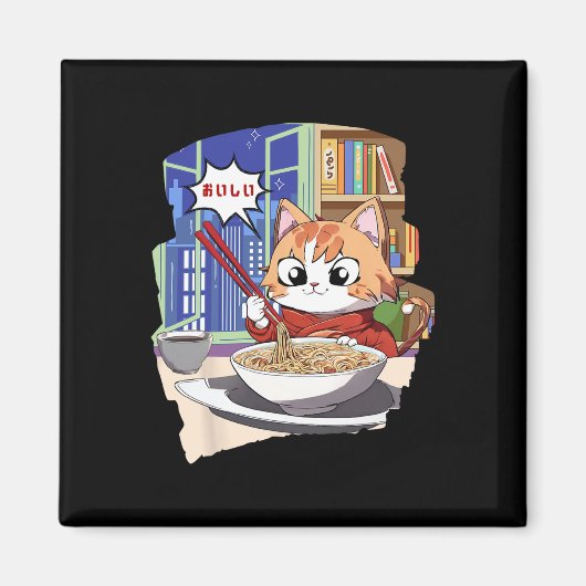 Ramen Kawaii Cat Anime Magneet (Voorkant)