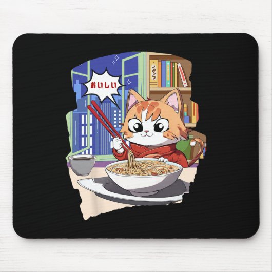Ramen Kawaii Cat Anime Muismat (Voorkant)