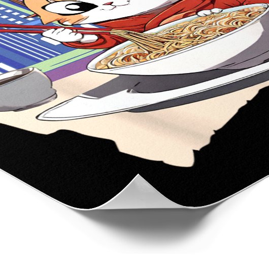 Ramen Kawaii Cat Anime Poster (Hoek)