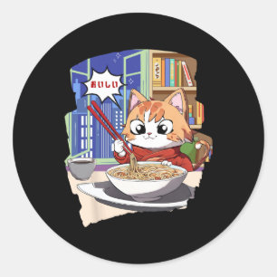 Ramen Kawaii Cat Anime Ronde Sticker