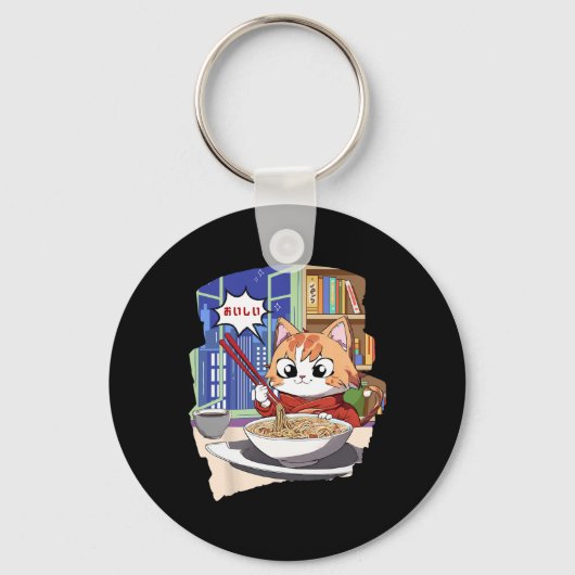 Ramen Kawaii Cat Anime Sleutelhanger (Voorkant)