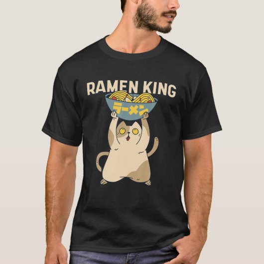Ramen King Cat Noodle Soup Bowl Ramen Lover Gift T-shirt (Voorkant)