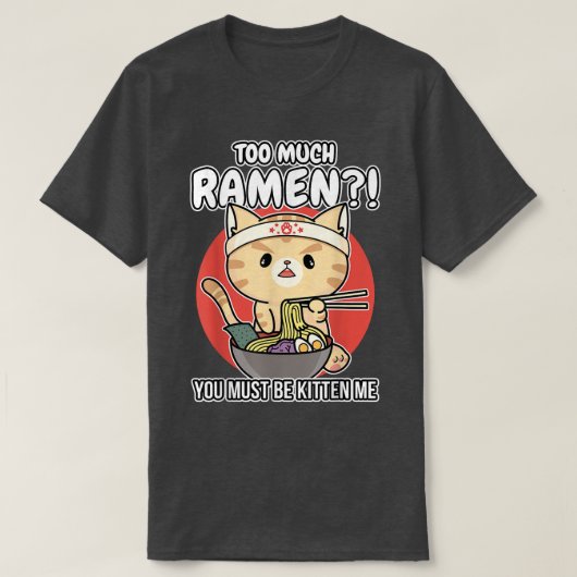 Ramen - Kitten Eating Ramen Noodles T-shirt (Design voorkant)