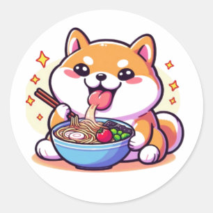 Ramen-lievende kat – Mooie Japanse voedsel kunst Ronde Sticker