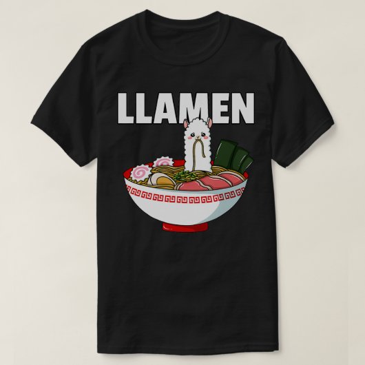 Ramen Llama Noodle Llamen Japanse Bowl Cup Miso T-shirt (Design voorkant)