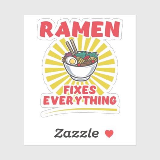 Ramen lost alles op - Funny Ramen Quote Design Sticker (Vel)