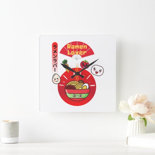 RAMEN LOVER KAWAII STIJL VIERKANTE KLOK (Huis)