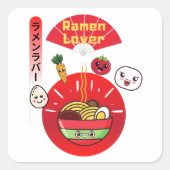 RAMEN LOVER KAWAII STIJL VIERKANTE STICKER (Voorkant)