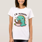 Ramen-Loving Dino: een hongerig hart T-shirt (Voorkant)