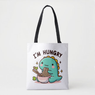 Ramen-Loving Dino: een hongerig hart Tote Bag