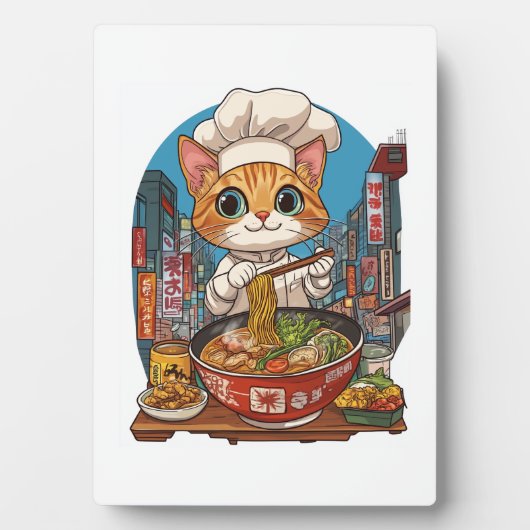 Ramen Neko � Grappige Kat Chef Anime Eten Fotoplaat (voorkant)