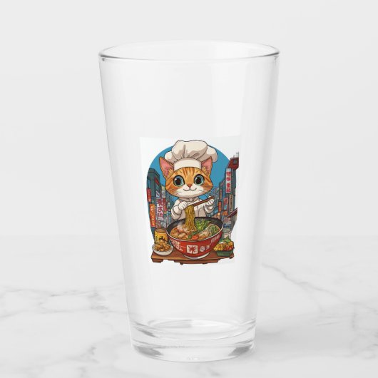 Ramen Neko � Grappige Kat Chef Anime Eten Glas (Voorkant)