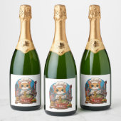 Ramen Neko � Grappige Kat Chef Anime Voedsel Sparkling Wijnetiket (Flessen)