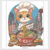 Ramen Neko � Grappige Kat Chef Anime Voedsel Sticker (Vel)