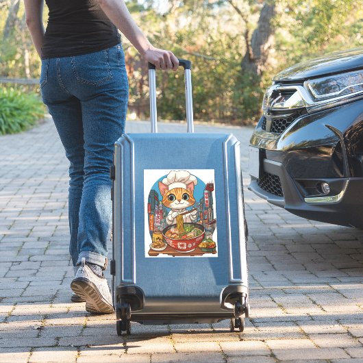 Ramen Neko � Grappige Kat Chef Anime Voedsel Sticker (Koffer Insitu)