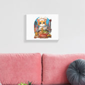 Ramen Neko - Grappige kat chef-kok Anime Food Canvas Afdruk (Insitu (Woonkamer))
