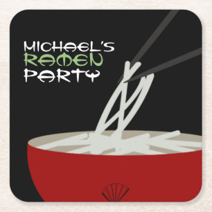 Ramen Noedels Aziatische Kom Party Kartonnen Onderzetters