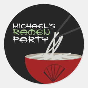 Ramen Noedels Aziatische Kom Party Ronde Sticker