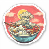 ramen noedels golven in kom sticker (Voorkant)