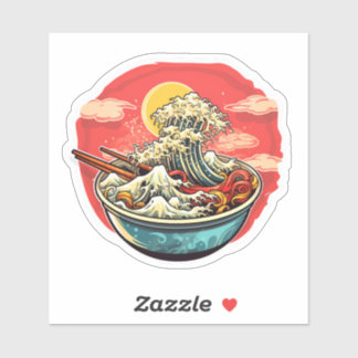 ramen noedels golven in kom sticker