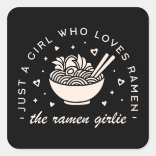 Ramen noedels liefhebbers meisje grappige humor qu vierkante sticker