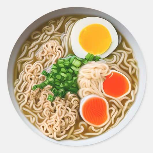 Ramen Noedels met gekookt eivoer Ronde Sticker (Voorkant)