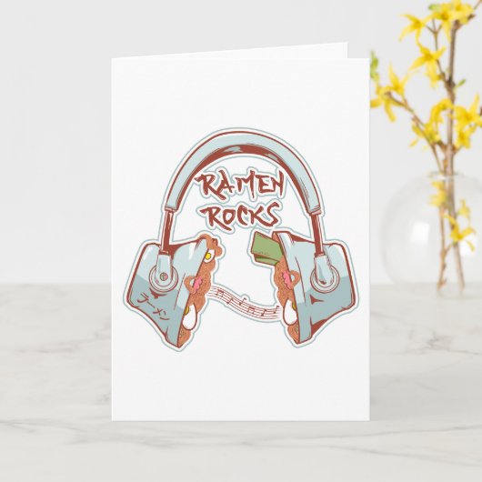 Ramen noedels rock grappige hoofdtelefoon kaart (Gele Bloem)