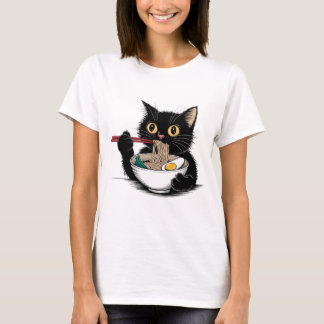 Ramen Noodle Black Cat Foodie Lover Best Seller T-shirt