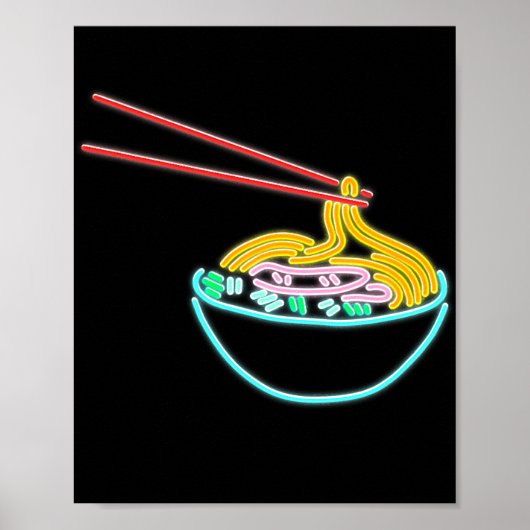 Ramen Noodle Bowl Chopstick Retro Poster (Voorkant)