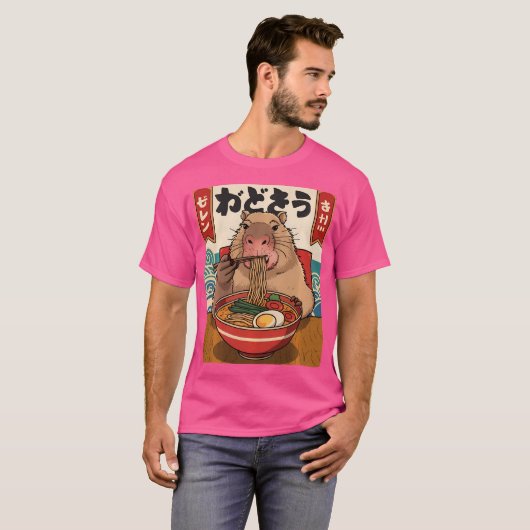 Ramen Noodle Capybara Kawaii Anime Ramen Capybara T-shirt (Voorkant volledig)