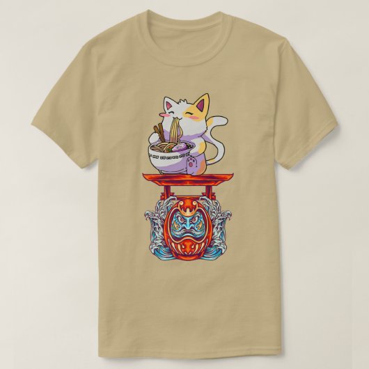 Ramen Noodle Cat Kat Kitten Feline Mannen T-shirt (Design voorkant)