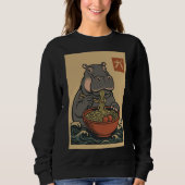 Ramen Noodle Eating: Hippo Dames sweatshirt (Voorkant)