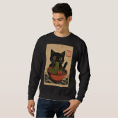 Ramen Noodle Eating: mannen Kattensweatshirt Trui (Voorkant volledig)
