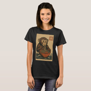 Ramen Noodle Eating: Monkey T-shirt voor dames