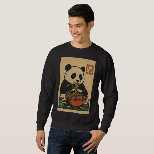 Ramen Noodle Eating: Panda mannen sweatshirt (Voorkant volledig)
