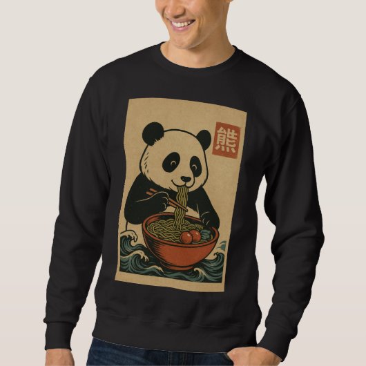 Ramen Noodle Eating: Panda mannen sweatshirt (Voorkant)