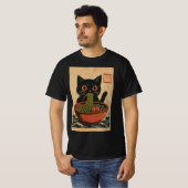 Ramen Noodle Eten: Kat Mannen T-shirt (Voorkant volledig)