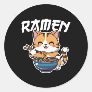 Ramen Noodle Neko Cat Japanese Kawaii Manga Anime Ronde Sticker