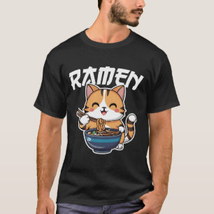 Ramen Noodle Neko Cat Japanese Kawaii Manga Anime T-shirt