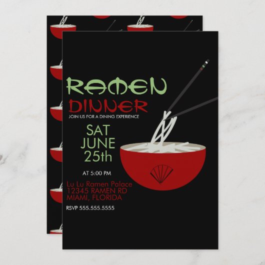 Ramen Noodles Asian Bowl Party Feestdagenkaart (Voorkant / Achterkant)