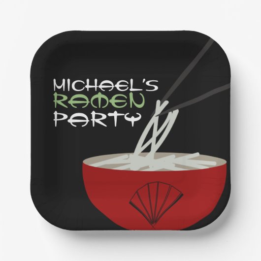 Ramen Noodles Asian Bowl Party Papieren Bordje (Voorkant)