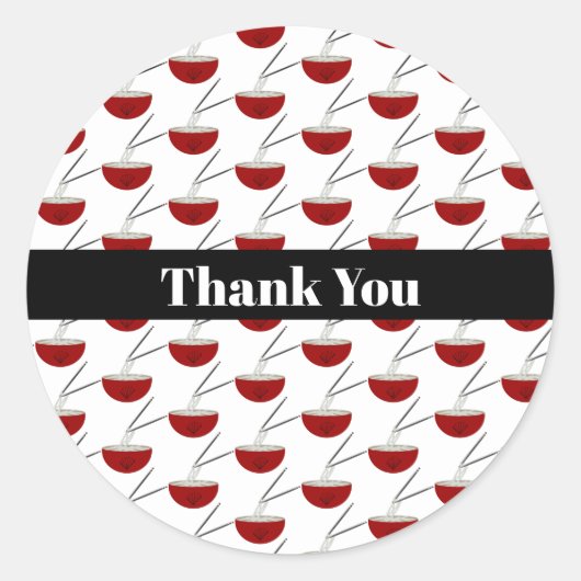 Ramen Noodles Asian Bowl Party Ronde Sticker (Voorkant)