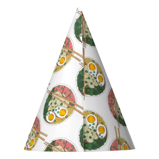 Ramen Noodles Bowl Japans restaurant Foodie Feesthoedjes (Achterkant)