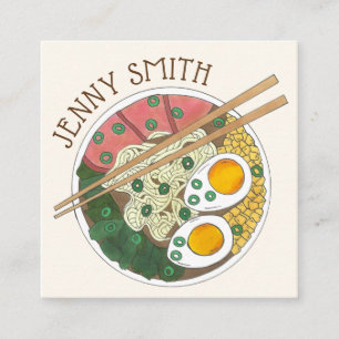 Ramen Noodles Bowl Japans restaurant Foodie Vierkante Visitekaartje