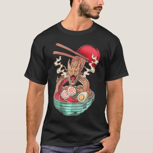 Ramen Noodles Dragon Anime Japans Kawaii T-shirt (Voorkant)