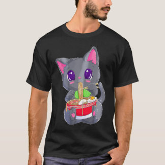 Ramen Noodles Kawaii Anime Neko Kat T-shirt