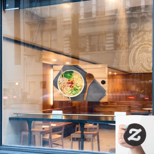 Ramen Noodles Top Uitzicht Restaurant Afbeelding A Raamsticker (Cafe Raam)