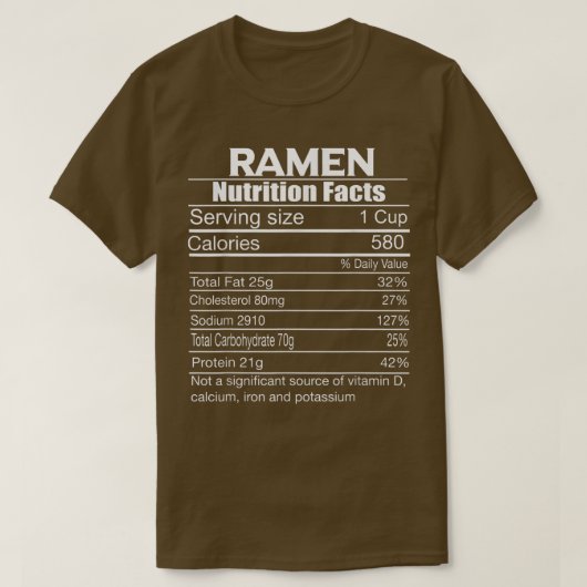 Ramen Nutrition facts Asian Korean Japanese Noodle T-shirt (Design voorkant)
